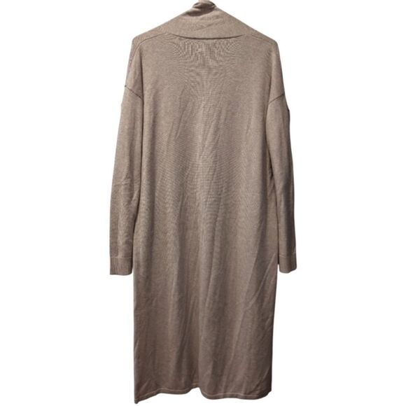 Fiorla Oversized Long Duster Tan Cotton & Cashmere Open Front Cardigan Women's S - Picture 2 of 5